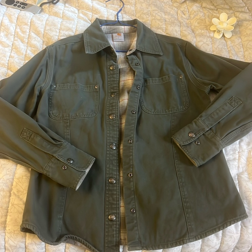Carhartt heavy lined snap front shirt size small